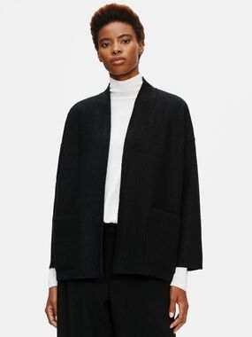 EILEEN FISHER 100% Wool, Kimono Open front Jacket. Oversized. XS - fits big